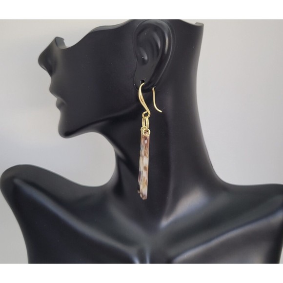 Handmade 24K Gold Plated Earrings with Acrylic by Zoey Rae Creations NEW Dangle - Picture 3 of 10